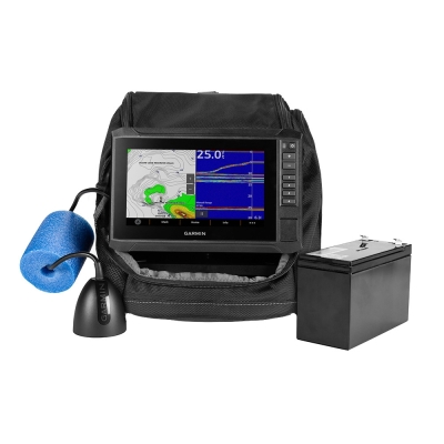 Paquete de pesca en hielo Garmin ECHOMAP UHD2 7\" sv con ECHOMAP UHD2 73sv y transductor GT10HN-IF