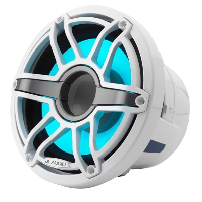 JL Audio M6 8\" Marine Subwoofer w/Gloss White Sport Grille &amp; Transflective&trade; LED Lighting - M6-8IB-S-GwGw-i-4 010-0308