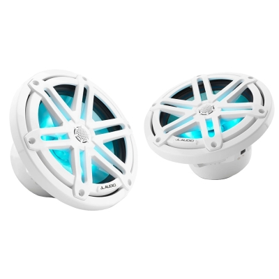 JL Audio M3 Series 7.7\" Marine Coaxial Speakers w/Gloss White Sport Grilles w/RGB LED Lighting - M3-770X-S-Gw-i 010-03069-00