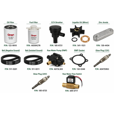 Cummins Onan MDKP / MDR 17.5KW & 21.5KW Marine Generator Maintenance Spare Parts Kit