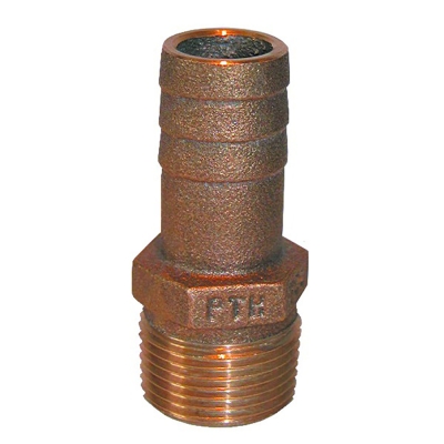 GROCO 1-1/4\" NPT x 1-1/4\" ID Bronze Pipe to Hose Straight Fitting PTH-1250
