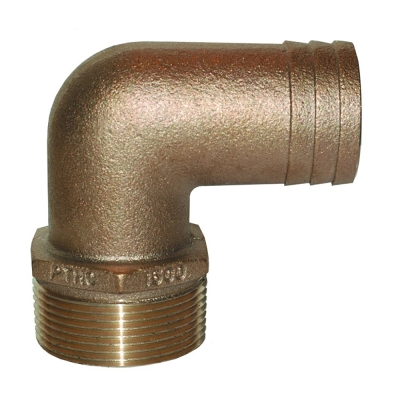 GROCO 3/4\" NPT x 3/4\" ID Bronze 90 Degree Pipe to Hose Fitting Standard Flow Elbow PTHC-750