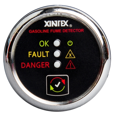 Fireboy-Xintex Detector de vapores de gasolina - Bisel cromado - 12/ 24V
