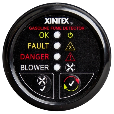 Fireboy-Xintex Detector de vapores de gasolina con control de ventilador - Bisel negro - 12V