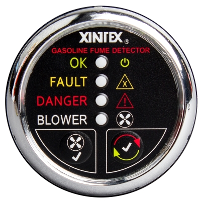 Fireboy-Xintex Detector de vapores de gasolina con control de ventilador - Bisel cromado - 12V