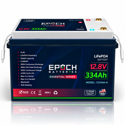 Epoch 12V 334Ah Marine Lithium Battery – Essential Series Heated & Bluetooth LiFePO4 Deep Cycle
