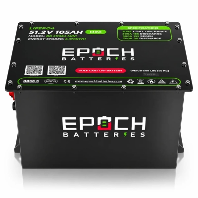 Epoch 48V 105Ah MINI Golf Cart Battery Complete Kit - Lithium (LiFePO4)