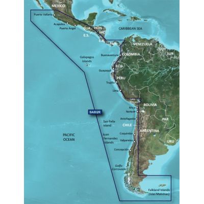 Carta HSA002R - Costa Oeste de América del Sur - BlueChart 2g HD