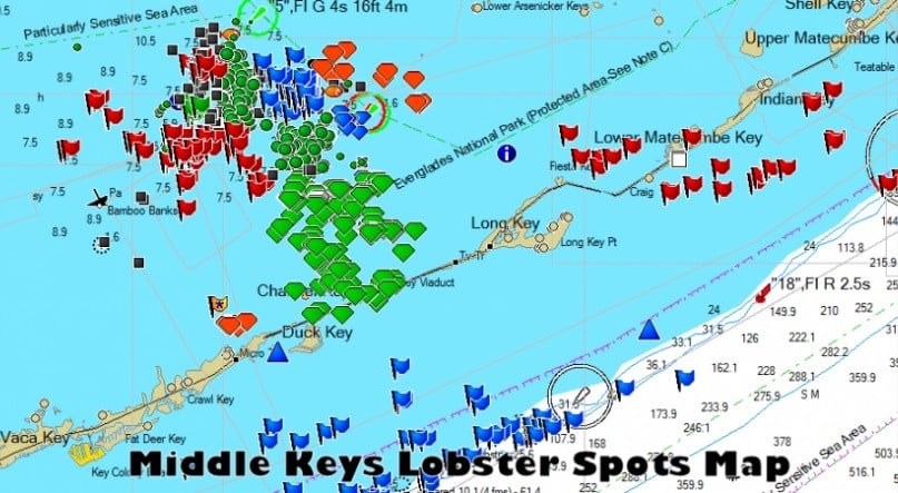 Map For Lobstering Spots Florida Keys