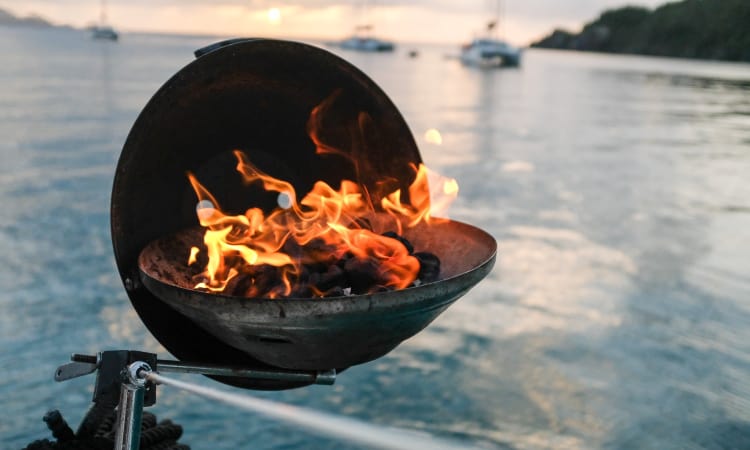 Bbq on outlet boat