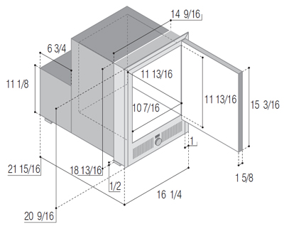 Vitrifrigo Built-In Low Profile Ice Maker dimensions IMXTIXN2