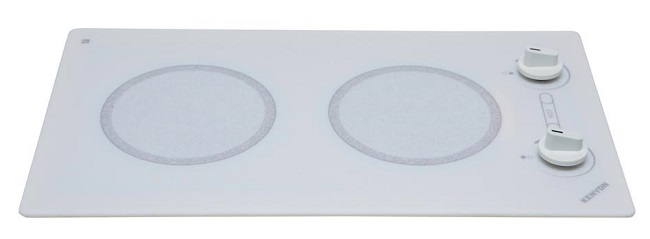 Kenyon Alpine 12 in. Radiant Electric Cooktop in White with 2-Elements Knob Control 120-Volt