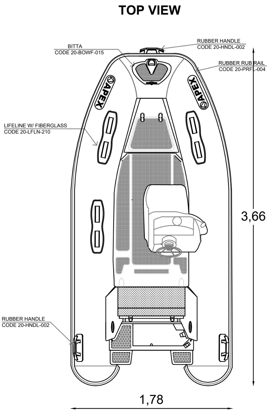 Apex Dinghies A-11 RIB Eurosport Dimensions