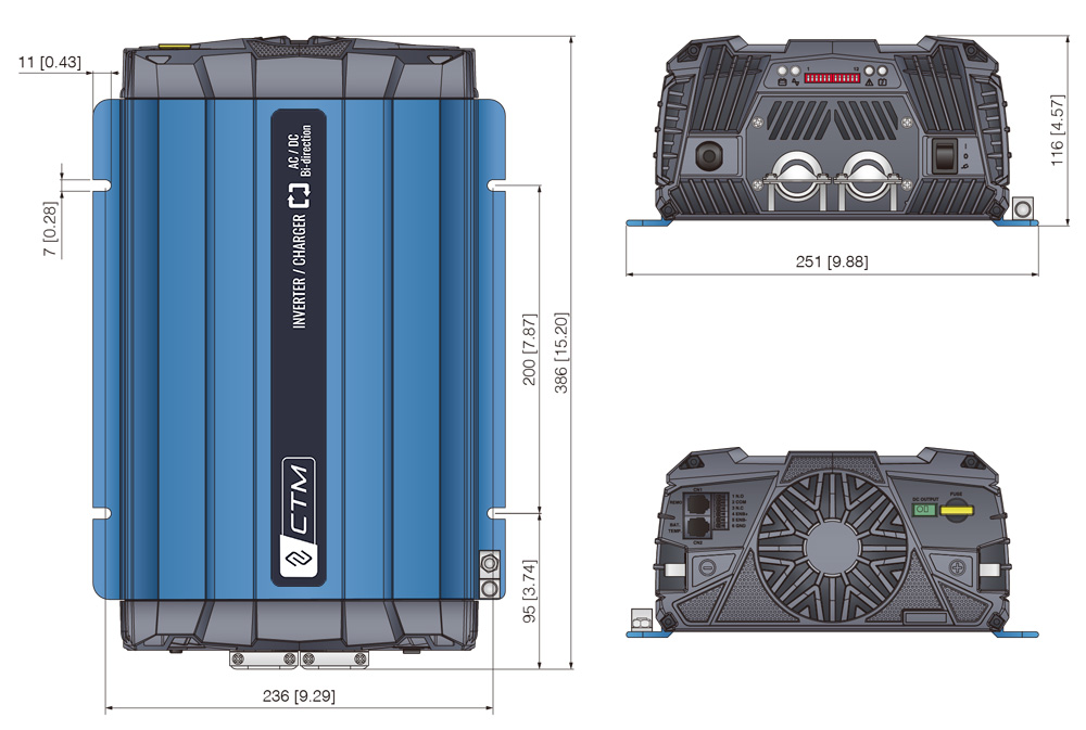 CTM Inverter/charger Dimensions