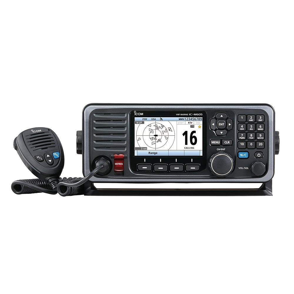 cIcom M605 VHF AIS Receiver fixed mount with color display and rear mic connector