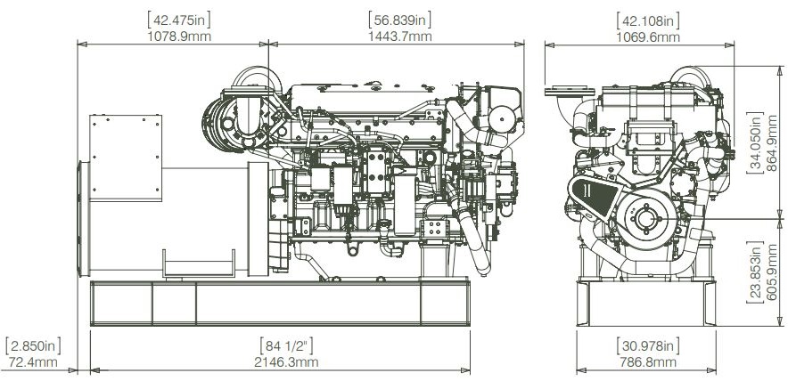 MER 395 kW Marine Generator Dimensions