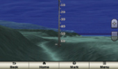 3D representation of lake bottom and contours as seen from below the waterline