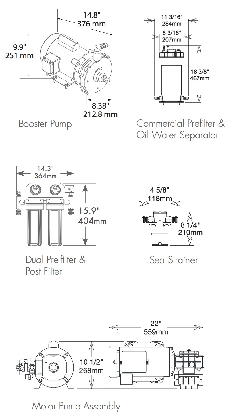 Seafari Versatile 450 (Modular) Single Membrane dimensions