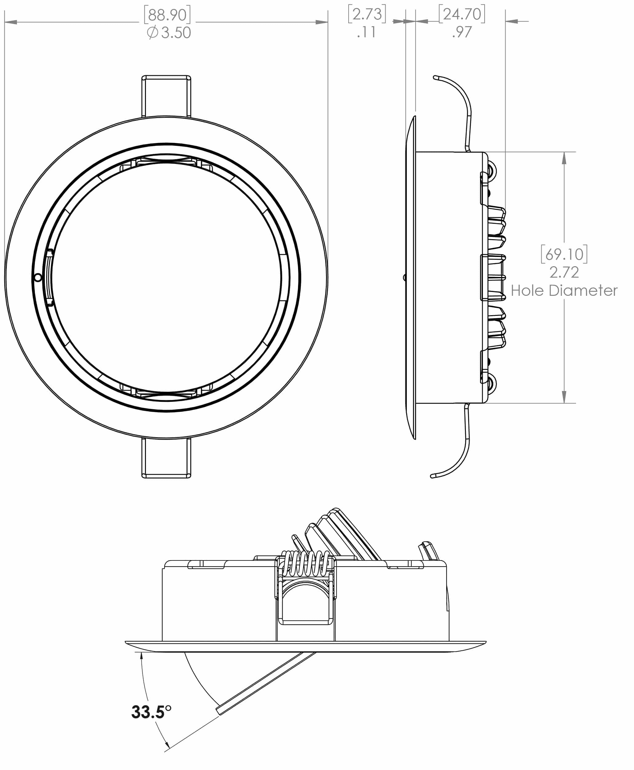 LUMITEC Mirage Down Light, Positionable drawing
