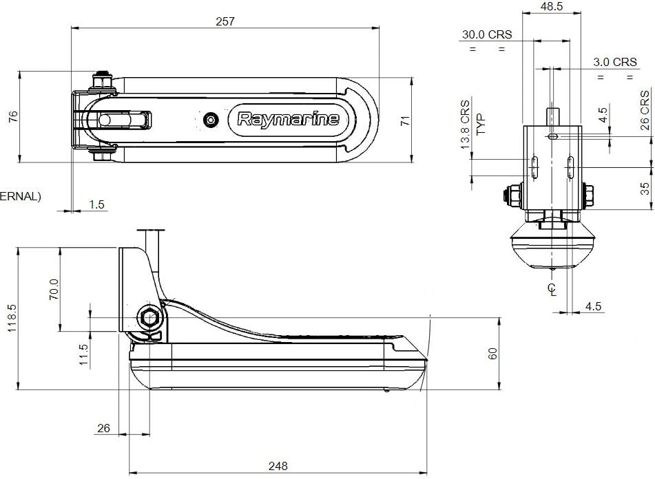 Raymarine RV-100 Geber-Stufenmontage für RealVision 3D Spiegelheckgeb