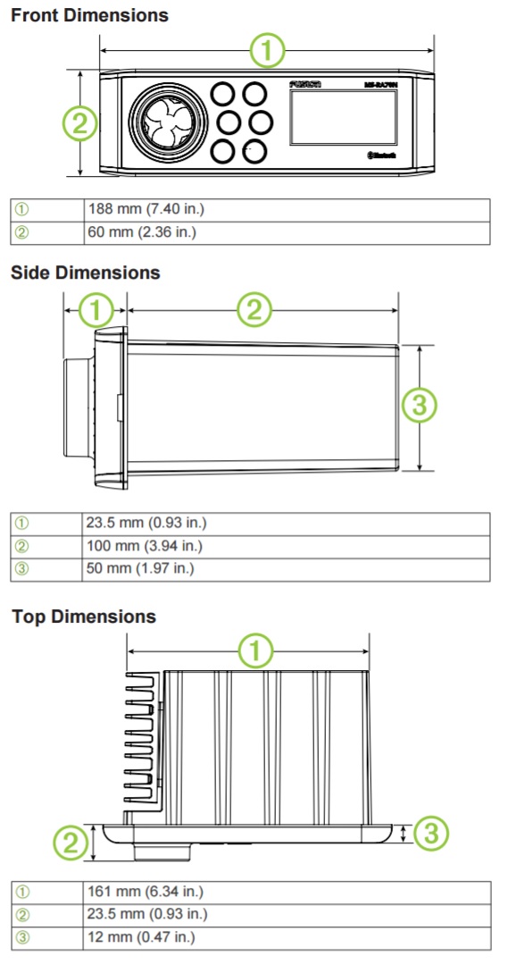 Fusion MS-RA70 Drawings & Dimensions