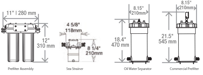 Seafari Mini 550 GPD (Compact) dimensions 2