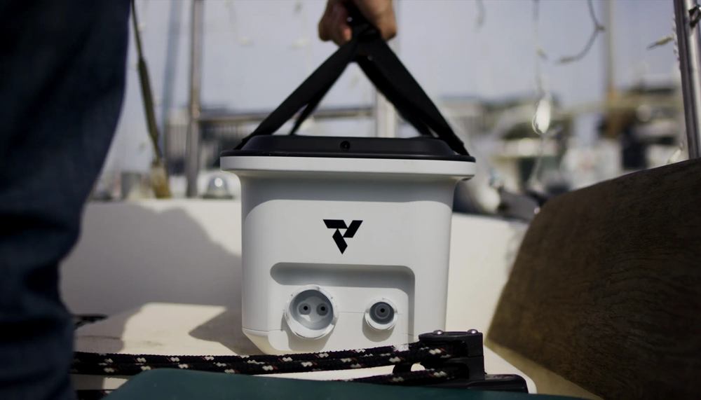 Vital Lyfe Access portable watermaker on the deck of a boat Vital Lyfe Access portable watermaker on the deck of a boat