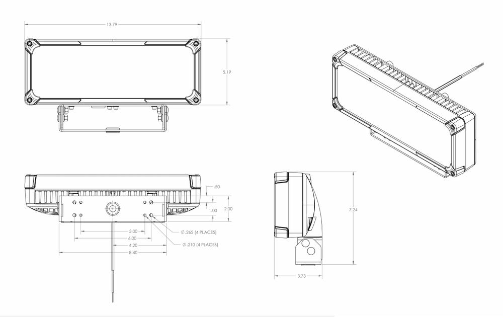 LUMITEC Maxillume tr150 LED Flood Light – Trunnion Mount drawing