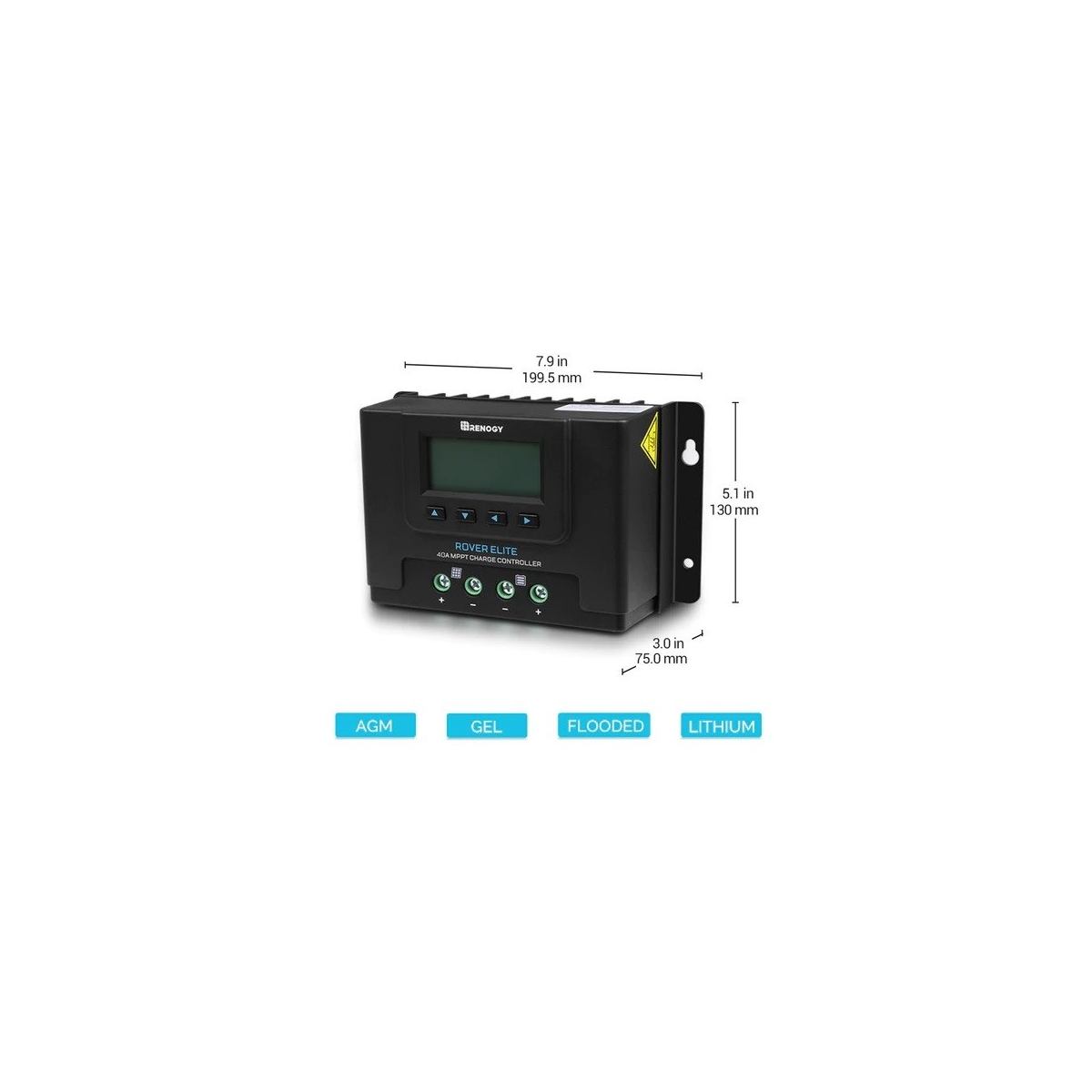 Renogy Rover Elite MPPT Solar Charge Controller 40A MPPT- RCC40RVRE-G1