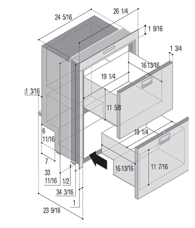 DW180 dimensions