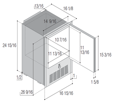 Vitrifrigo IMHYDIXN1 Dimensions