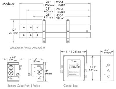 Seafari Versatile 450 GPD (Modular) Single Membrane dimensions 2