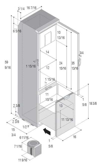 Vitrifigo SLIM150RSD4-EQ Dimensions