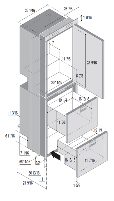 Dimensions DW360IXD4-EXV