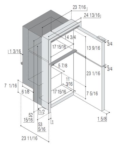 Vitrifrigo DP2600IBD4-F-2 dimensions