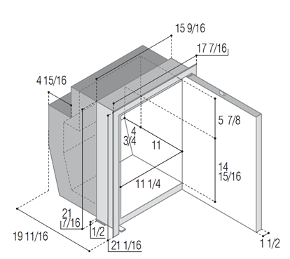 Vitrifrigo C51iXAC dimensions