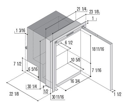 Vitrifrigo SeaSteel Refrigerator / Freezer dimensions