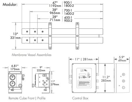 Seafari Versatile 900 GPD (Modular) Dual Membrane dimensions 2