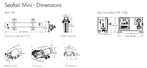 Seafari H042M170 dimensions Seafari Mini 170 GPD (Modular) dimensions