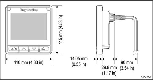 i70s Multifunction Colour Display dimensions E70327