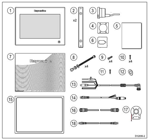 Raymarine gS Series Typical box contents