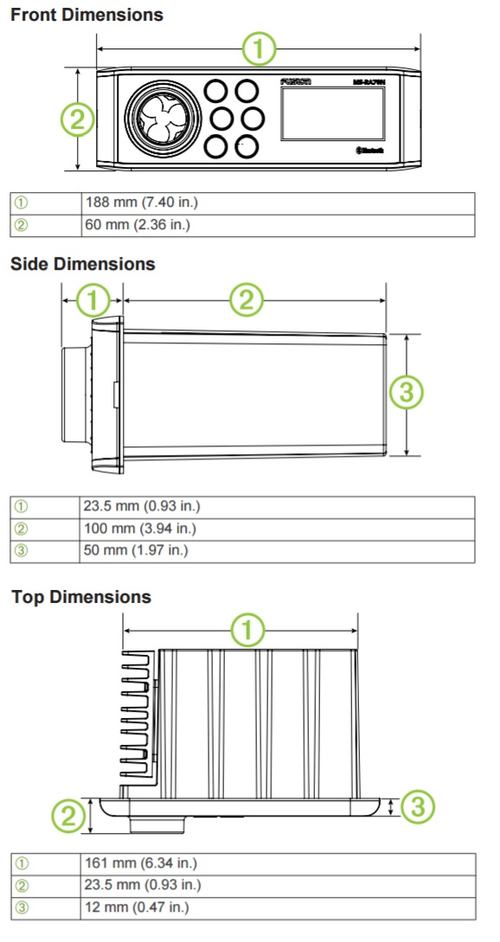 Fusion MS-RA70 Drawings & Dimensions Fusion MS-RA70 Drawings & Dimensions