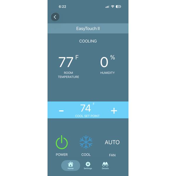 Micro-Air Connect app Cooling — set point control