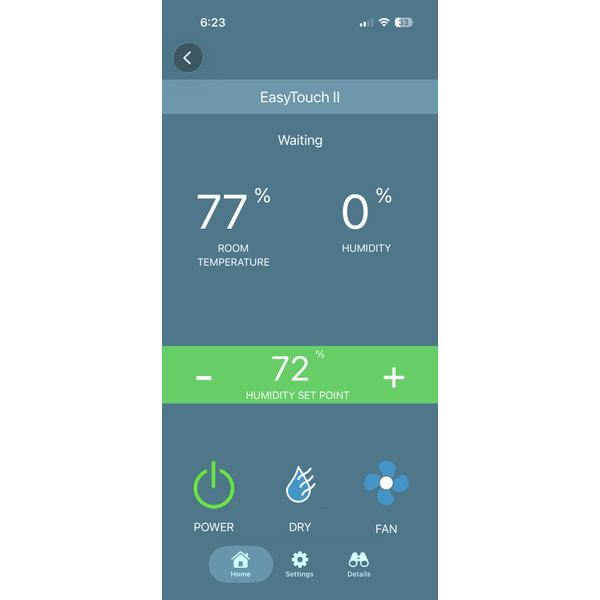 Micro-Air Connect app Dry mode — humidity set point