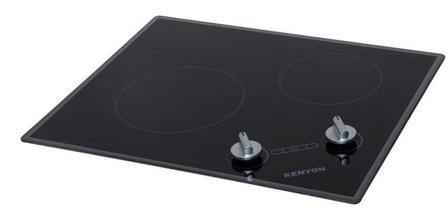 Kenyon Glacier Series 21 in. Radiant Electric Cooktop in Black with Silver Knobs with 2 Elements 240-Volt