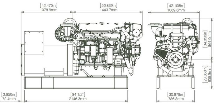 MER 395 kW Marine Generator Dimensions