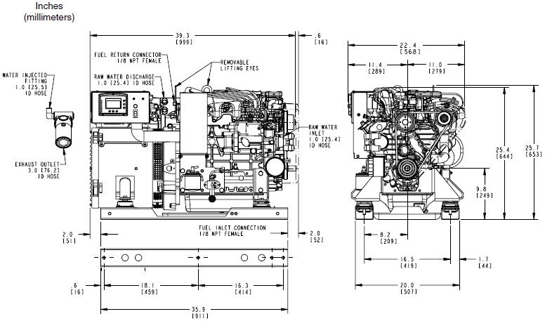 22.0 ede d-net marine generator dimensions