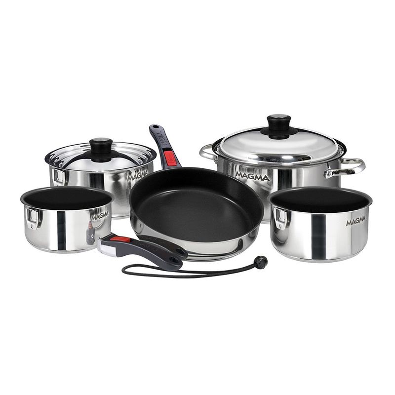 Inert Cookware Magma Nesting 10-Piece Induction Compatible Cookware - SS Exterior ...