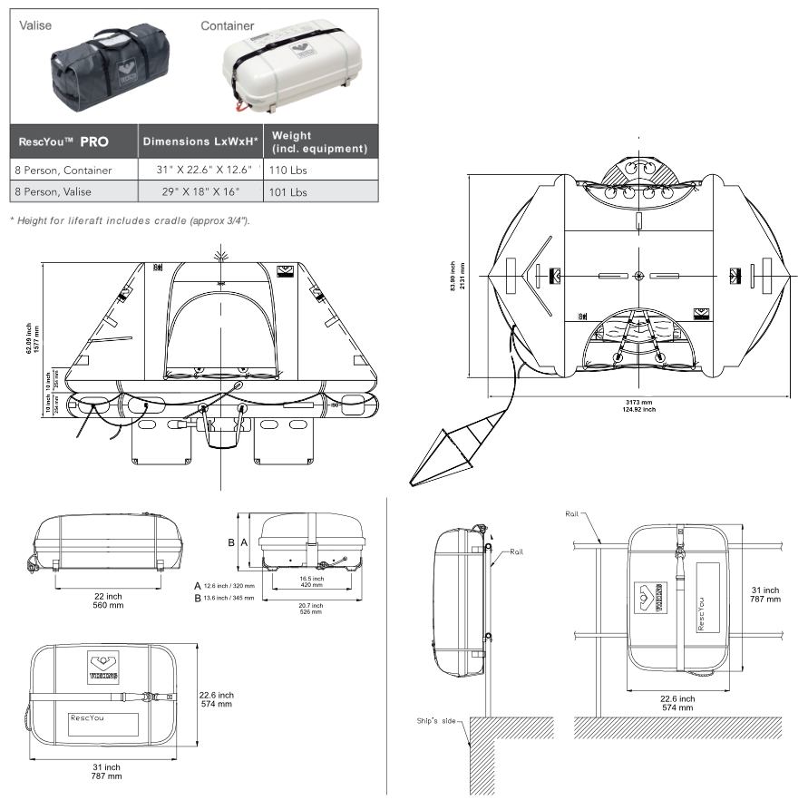 VIKING RescYou PRO 8 Person Dimensions