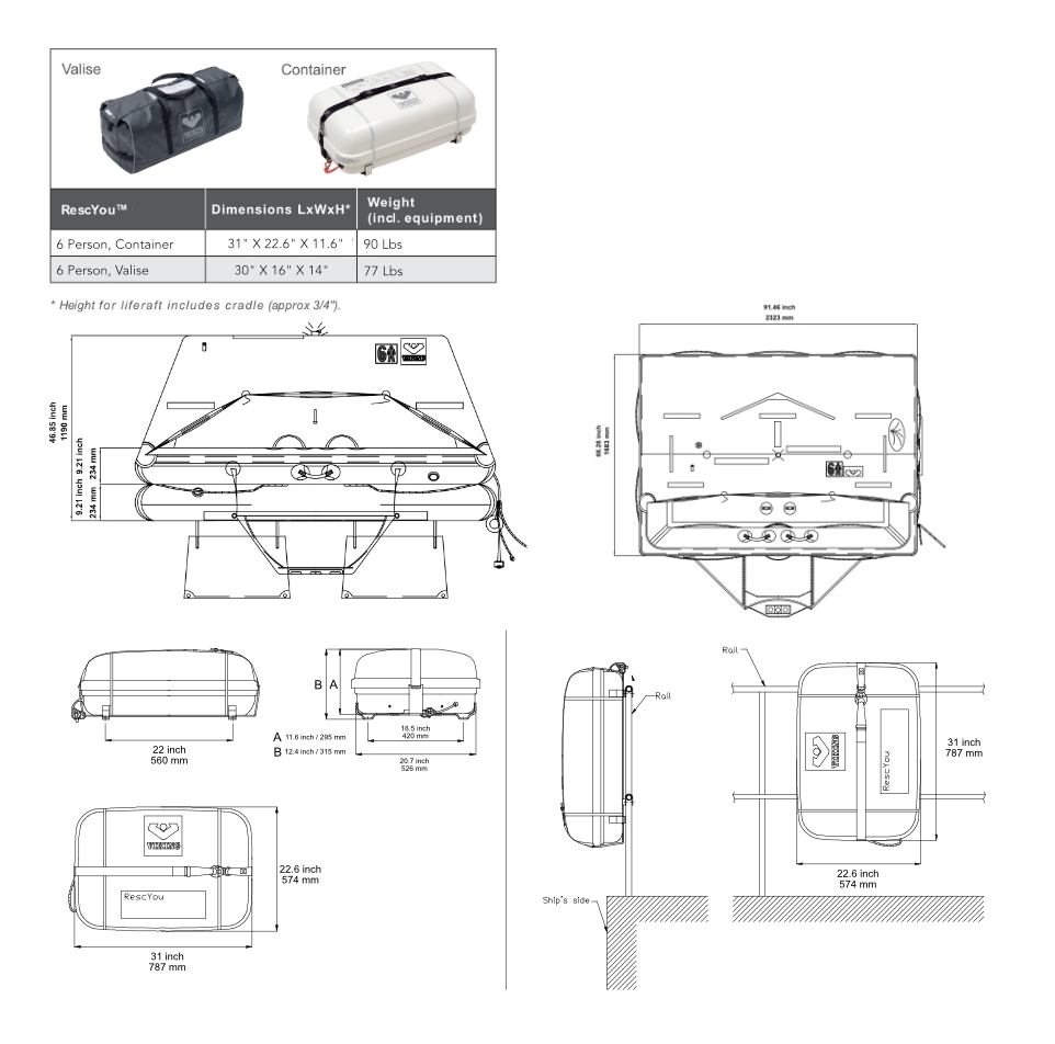 VIKING Rescyou 6 Person Liferaft Dimensions